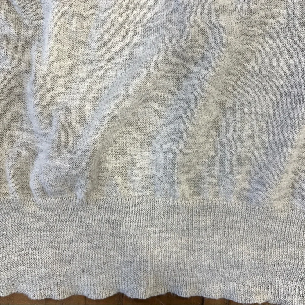 Tory Burch Lightweight Sweater Womens Medium Ruffled Front Cotton Gray Preppy